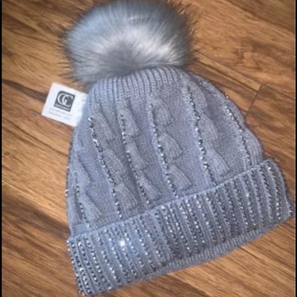 Grey Rhinestone Beanie - Picture 3 of 4